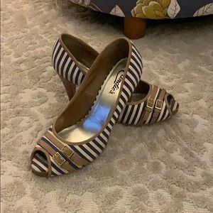 Blue striped high heels